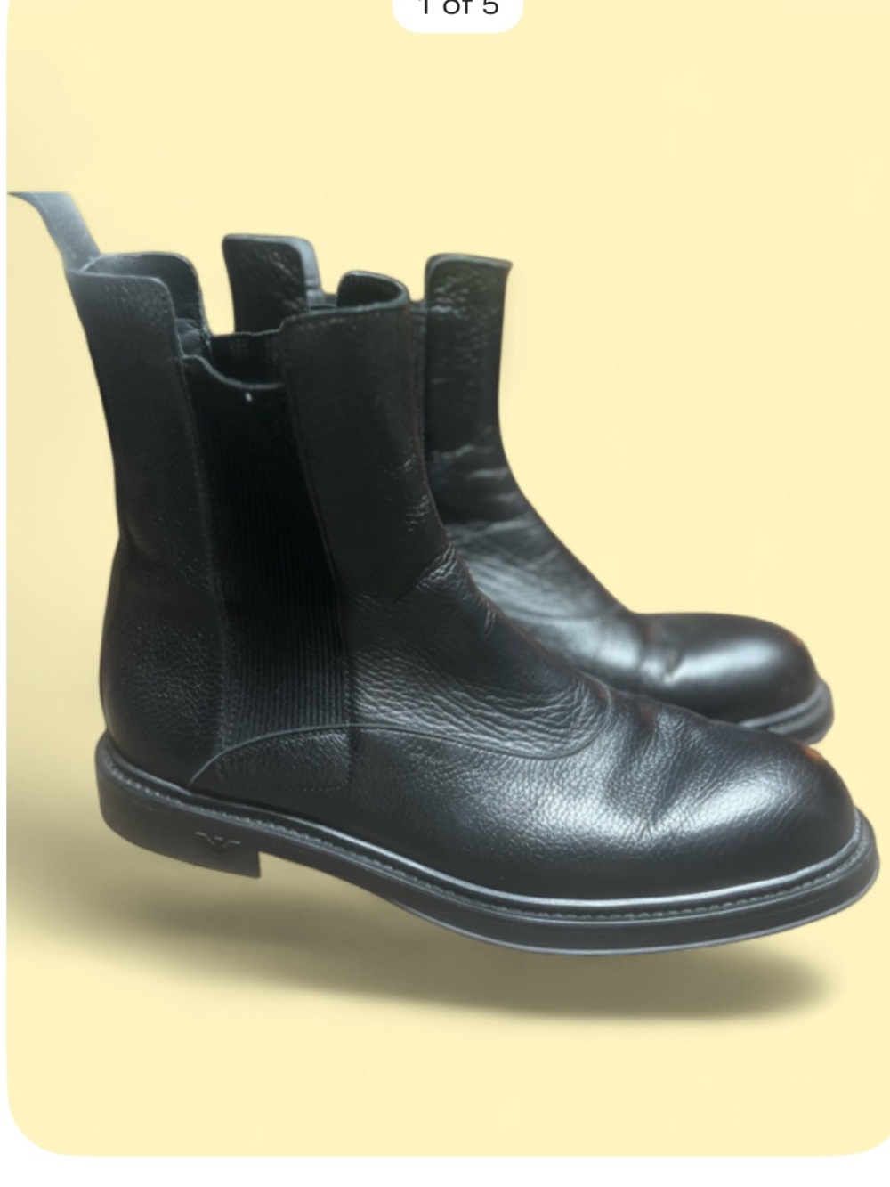 Men’s Emporio Armani Grained Leather Chelsea Ankle Boots Size UK 10